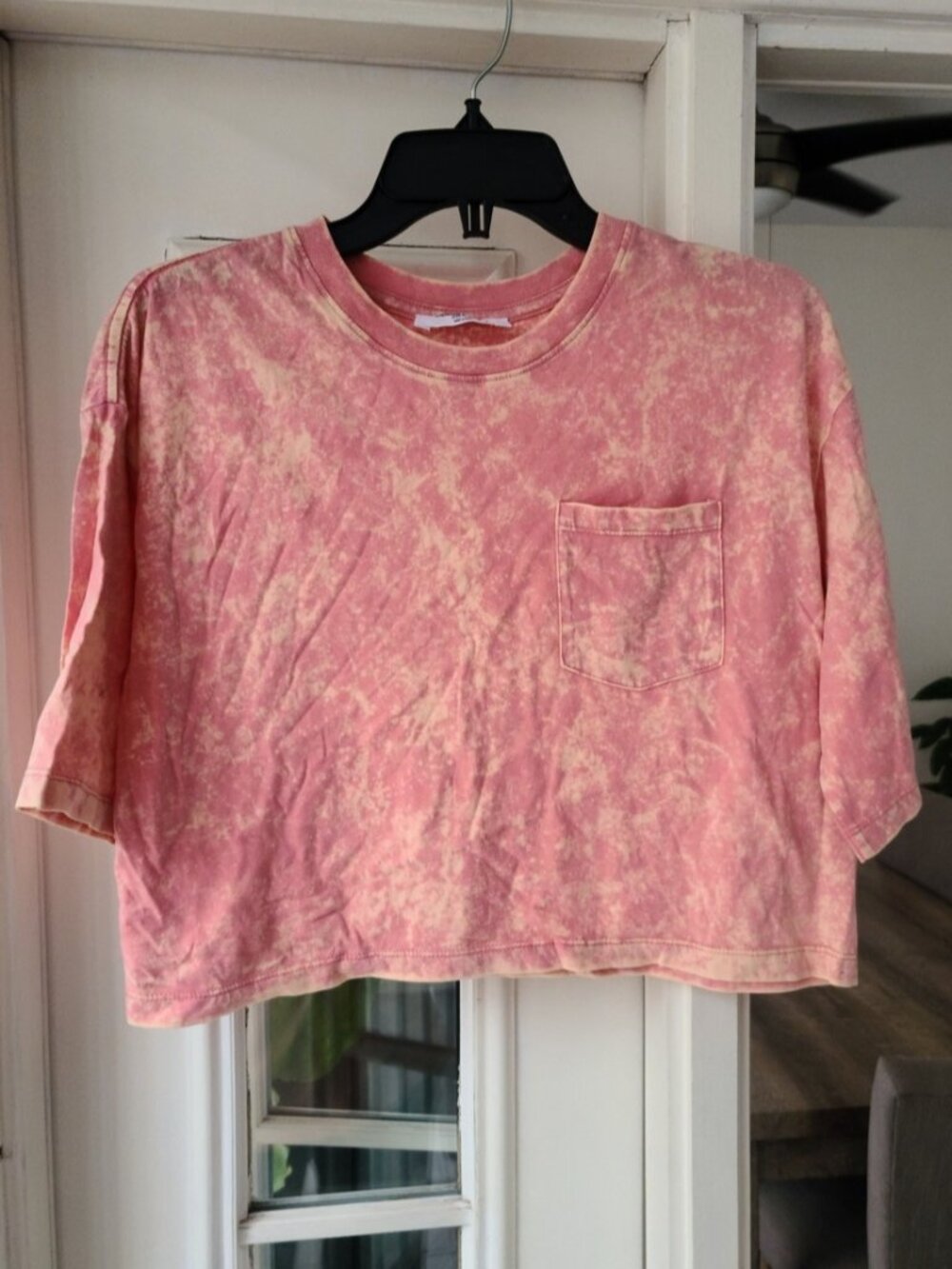 Pink Mineral Wash Cropped Pocket Tee